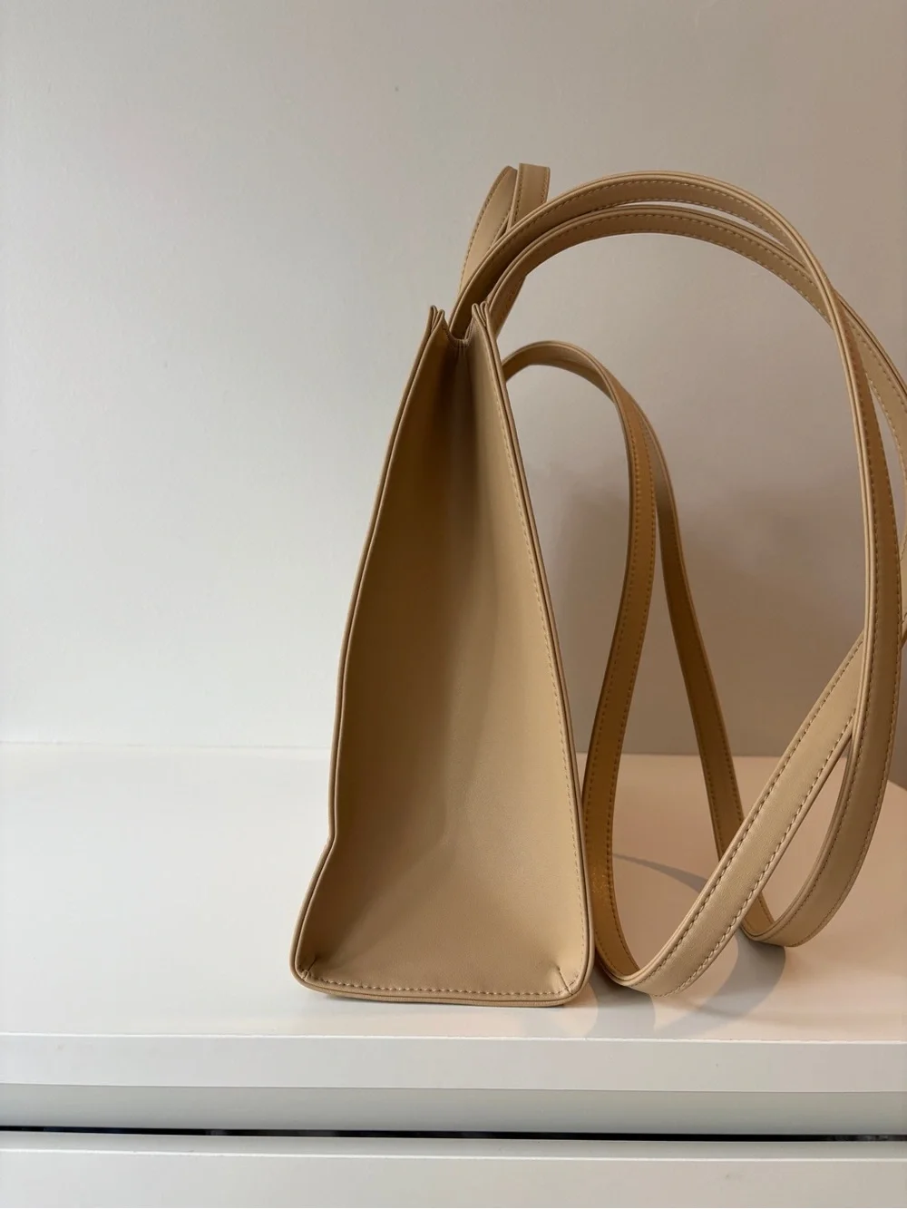 Telfar Medium Cream Beige Shopping Bag Tote Leather Shoulder Neutral